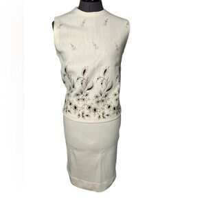 Vintage Elegant Cream Embroidered Skirt